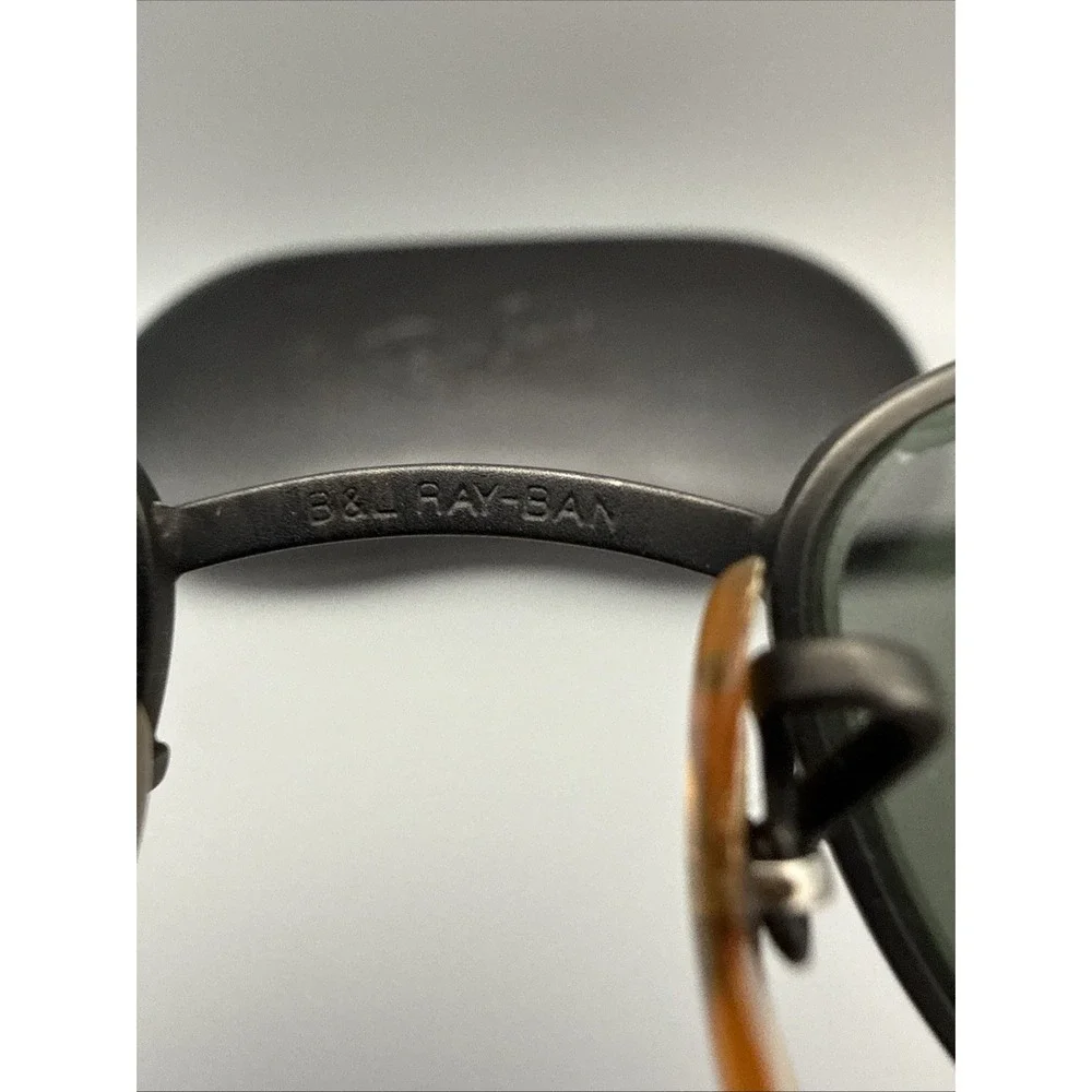 Ray Ban Bausch & Lomb Vintage W2193 Authentic Sunglasses Black Metal/Green Lens